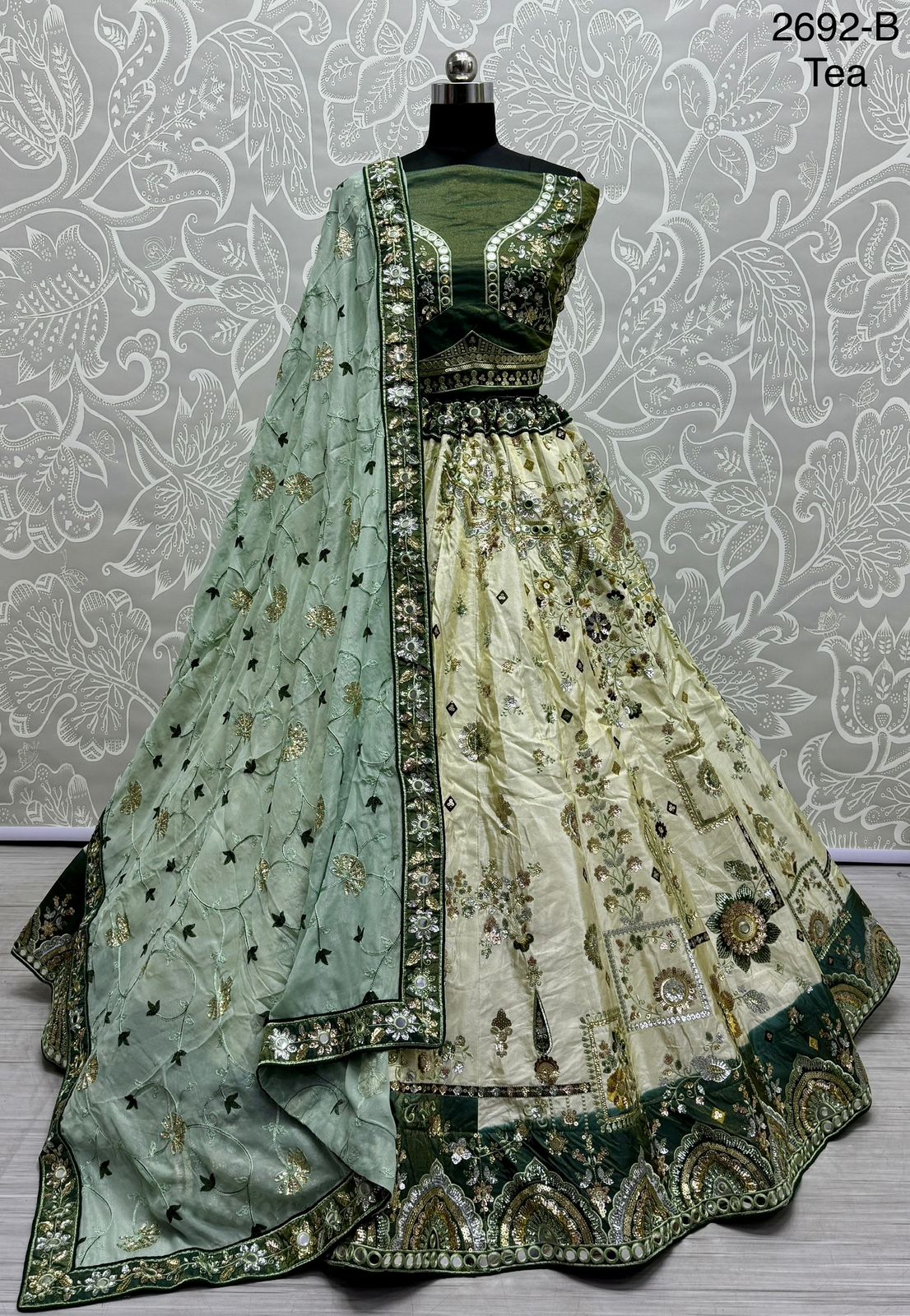 Beautiful Designer Bridal Pure Cotton Khatali Work Lehenga Choli