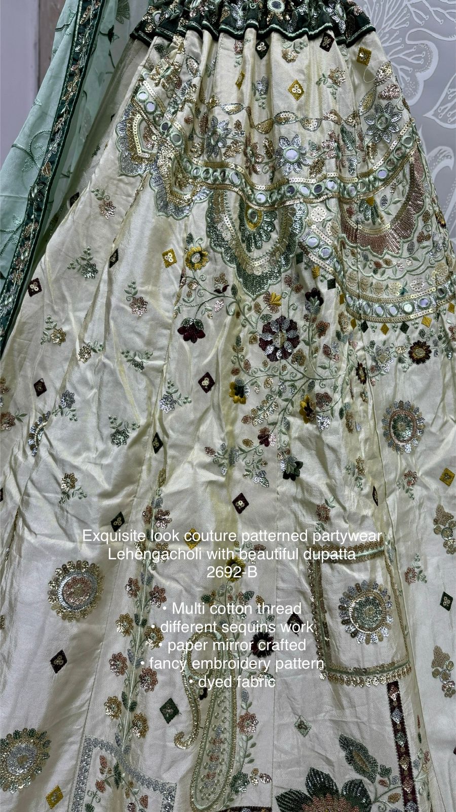 Beautiful Designer Bridal Pure Cotton Khatali Work Lehenga Choli