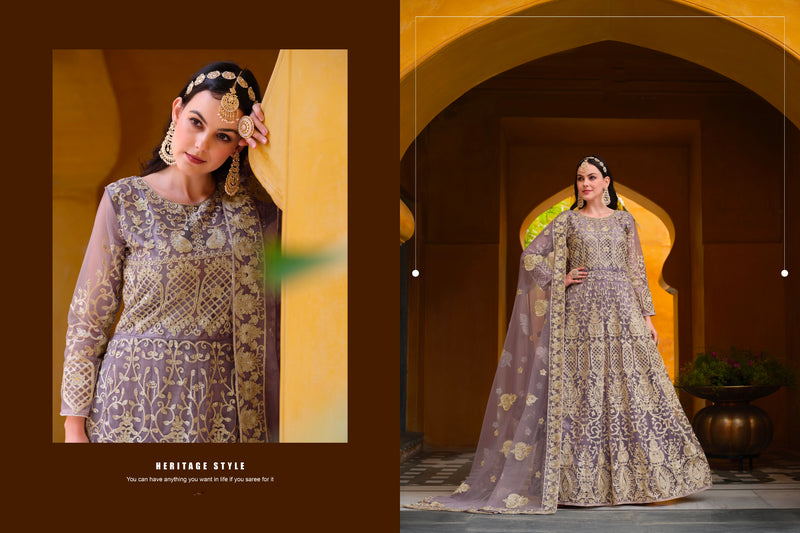 Beautiful Designer Occasion Wear Pure Butterfly Net Anarkali Suit