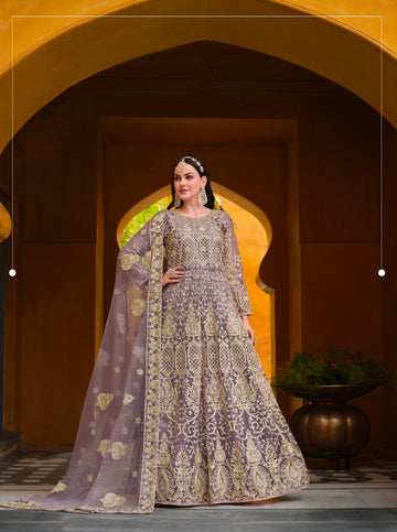 Beautiful Designer Occasion Wear Pure Butterfly Net Anarkali Suit