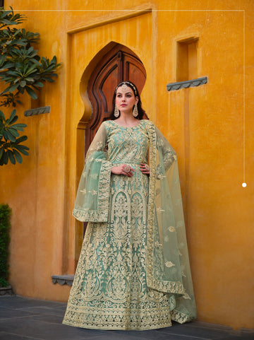 Beautiful Designer Occasion Wear Pure Butterfly Net Anarkali Suit