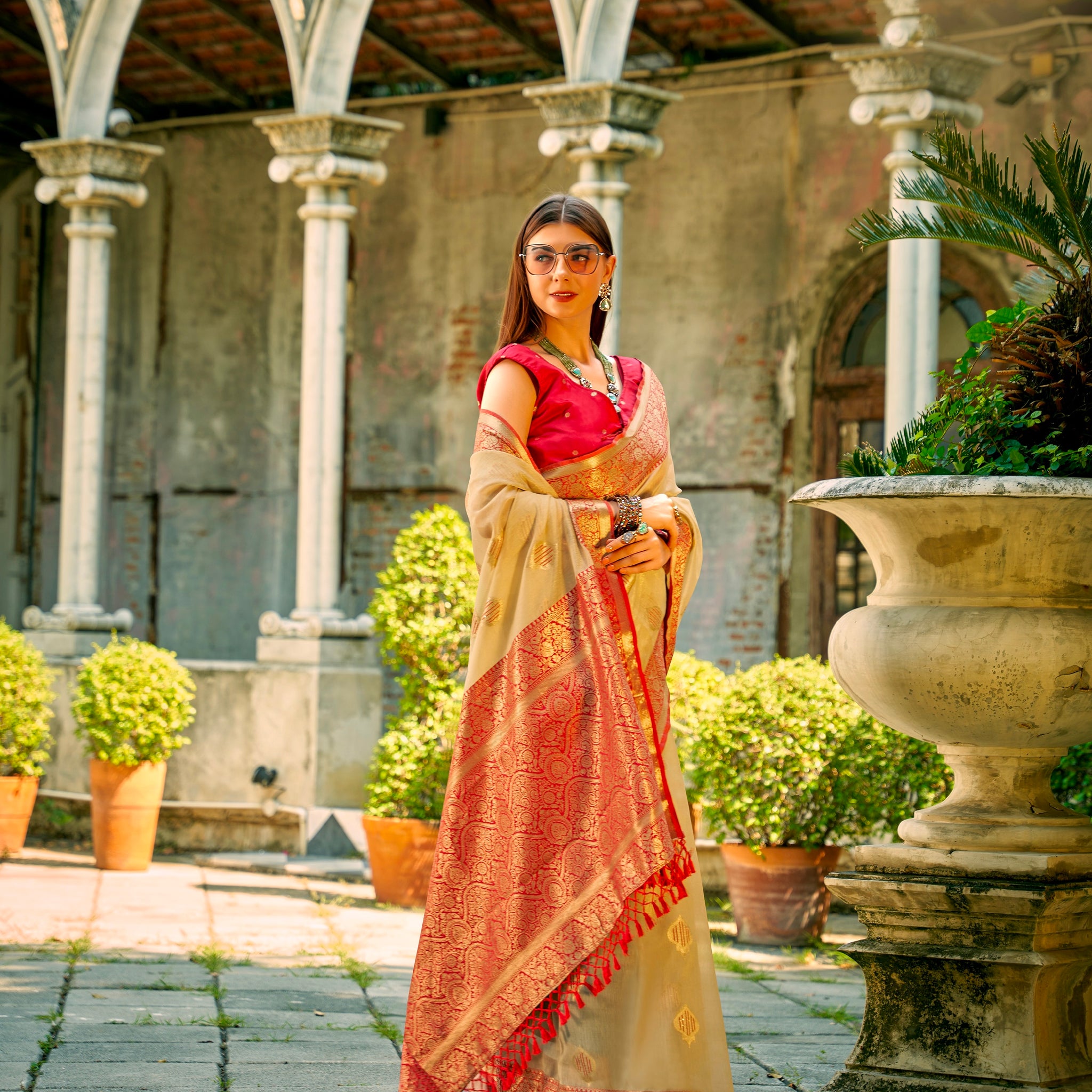 Beautiful Designer Occasion Wear Tissue Silk Saree