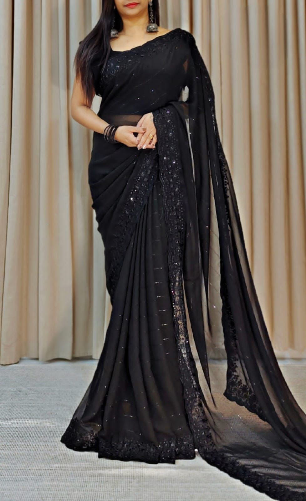 Beautiful Designer Soft Georgette with Sequence Saree