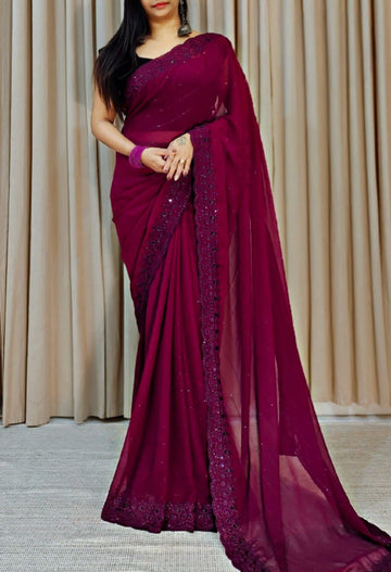 Beautiful Designer Soft Georgette with Sequence Saree