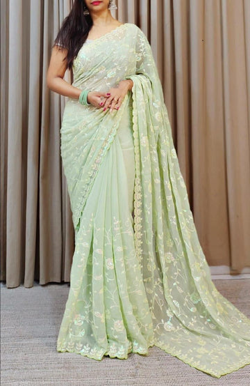 Beautiful Designer Soft Shimmer Silk with Sequence Saree