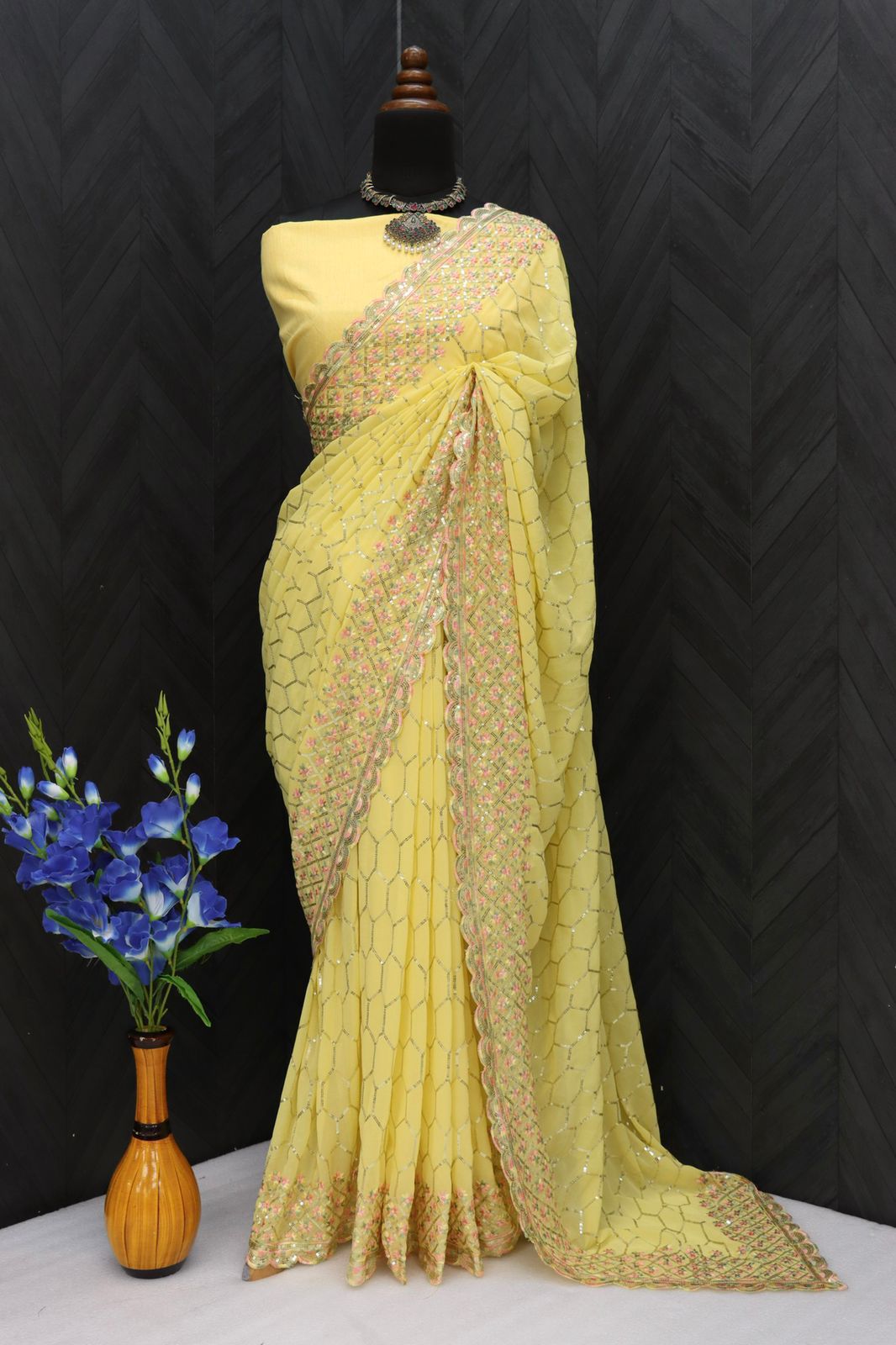 Beautiful Designer Soft Shimmer Silk with Sequence Saree