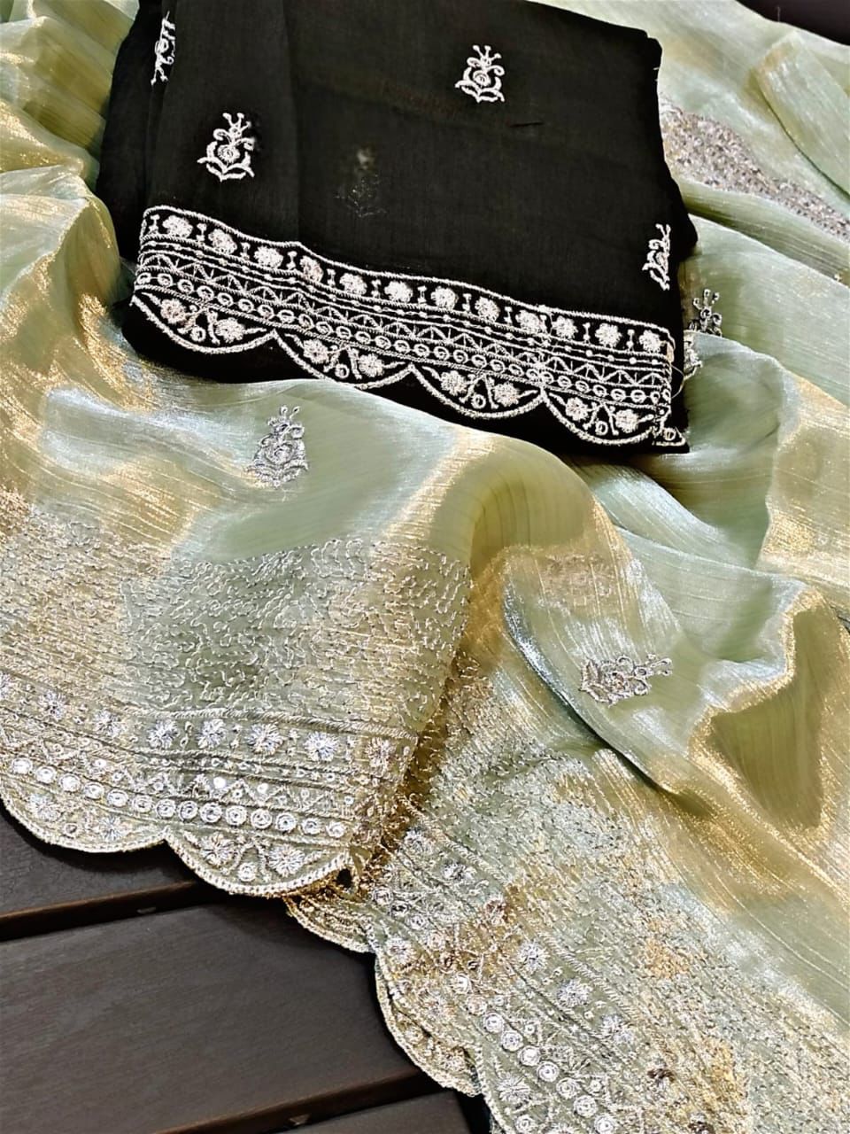 Beautiful Designer Soft Shimmer Silk with Sequence Saree