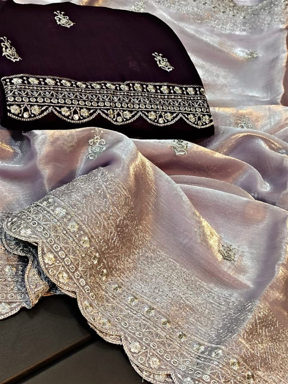 Beautiful Designer Soft Shimmer Silk with Sequence Saree