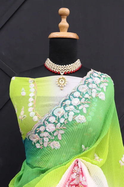 Beautiful Designer Soft Georgette with Sequence Saree