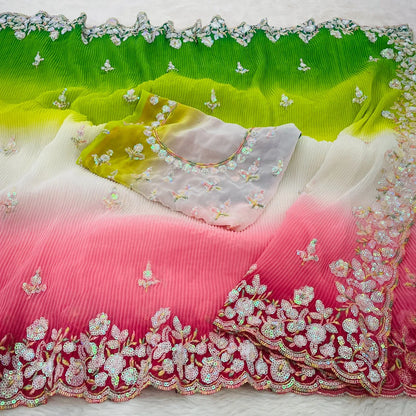 Beautiful Designer Soft Georgette with Sequence Saree