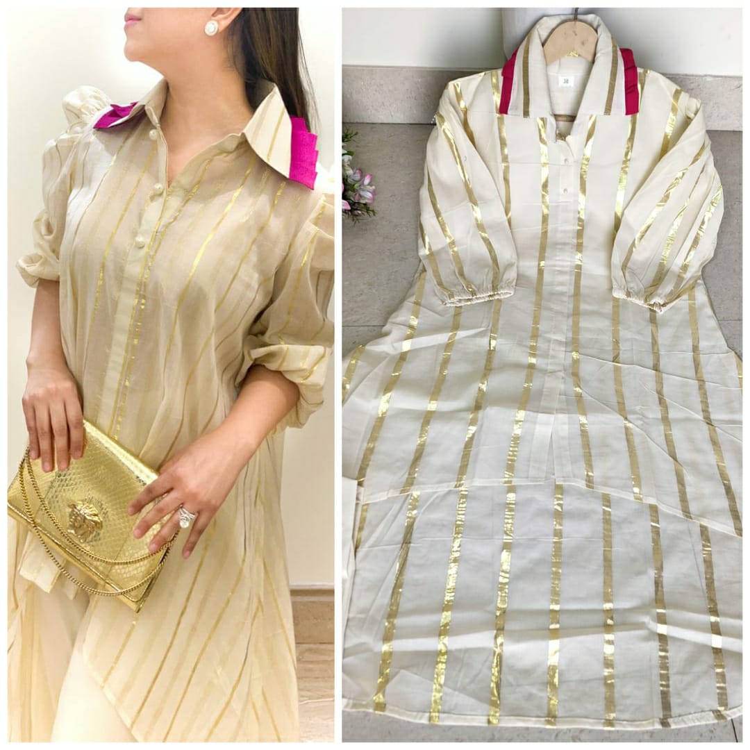 Beautiful Designer Summer Special Cotton Self Golden Salwer Suite