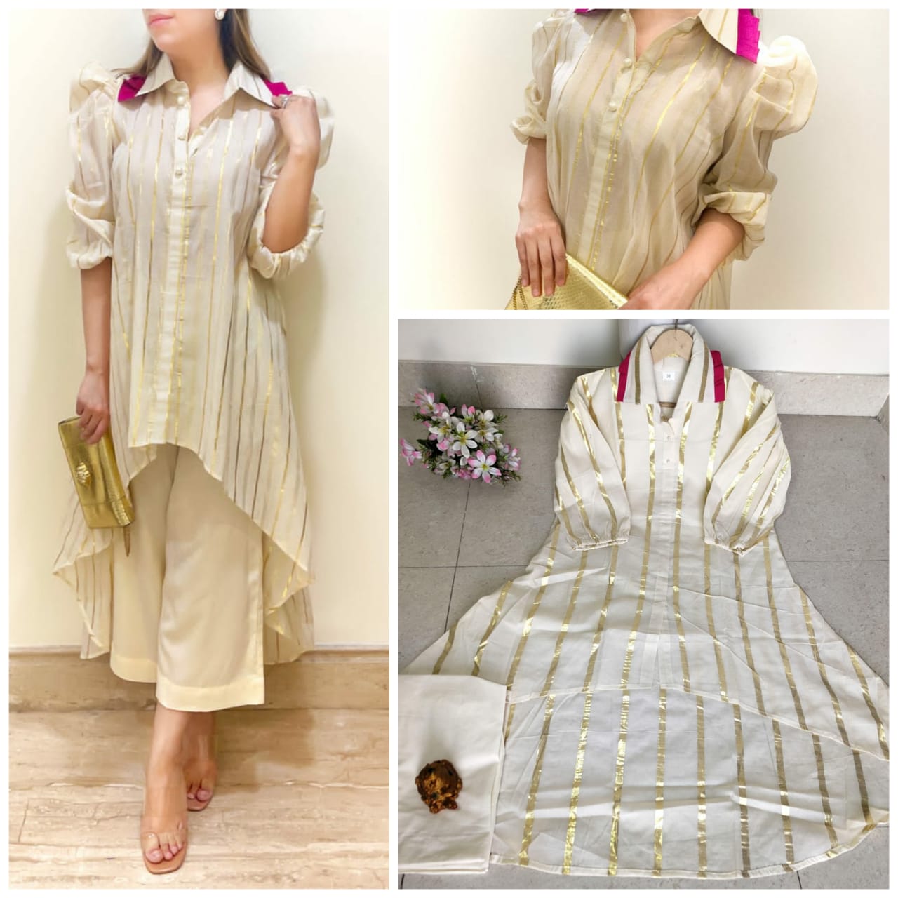 Beautiful Designer Summer Special Cotton Self Golden Salwer Suite