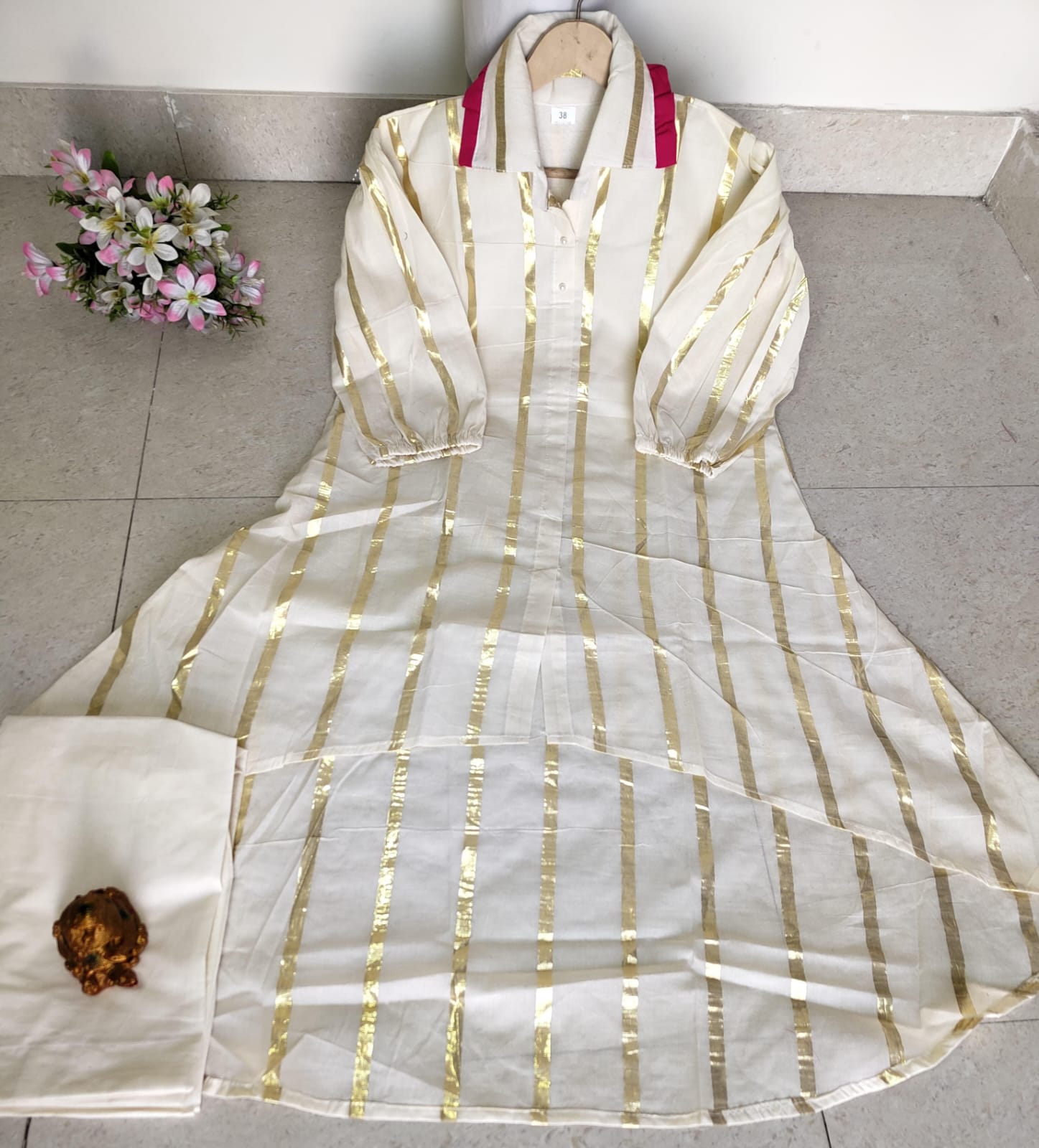 Beautiful Designer Summer Special Cotton Self Golden Salwer Suite