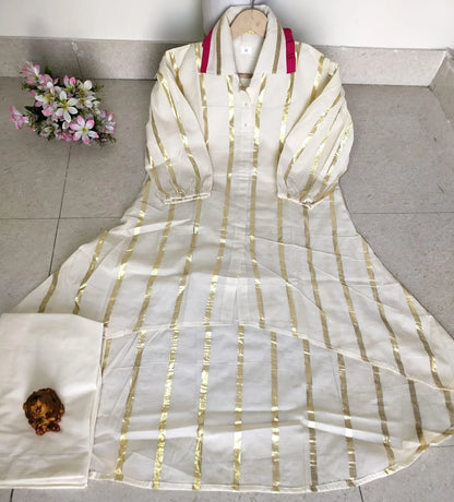 Beautiful Designer Summer Special Cotton Self Golden Salwer Suite
