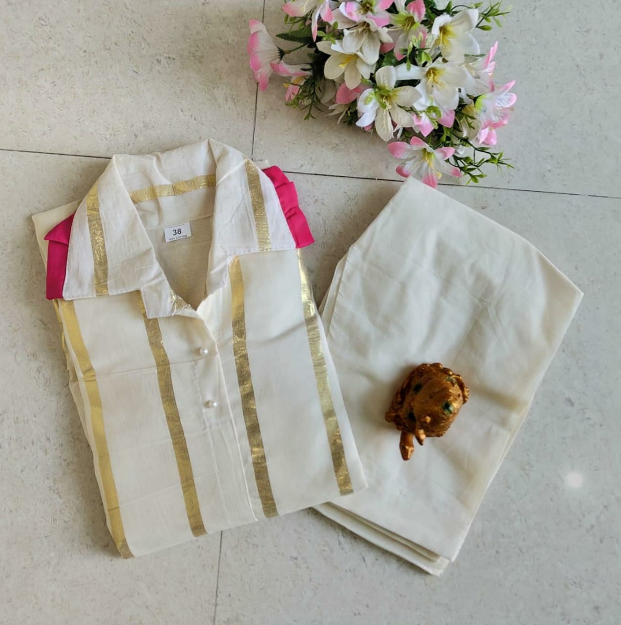 Beautiful Designer Summer Special Cotton Self Golden Salwer Suite