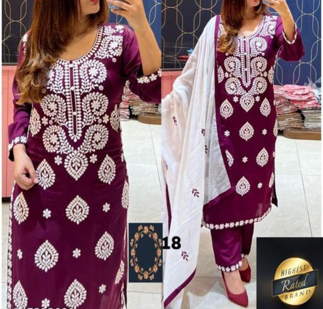 Beautiful Designer Summer Special Cotton Chikankari Kurti Style Salwar Suit