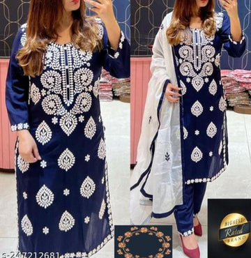 Beautiful Designer Summer Special Cotton Chikankari Kurti Style Salwar Suit