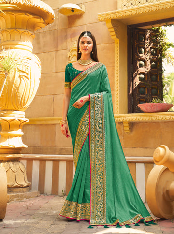 Beautiful Designer Festive Wear Vichitra Silk Saree