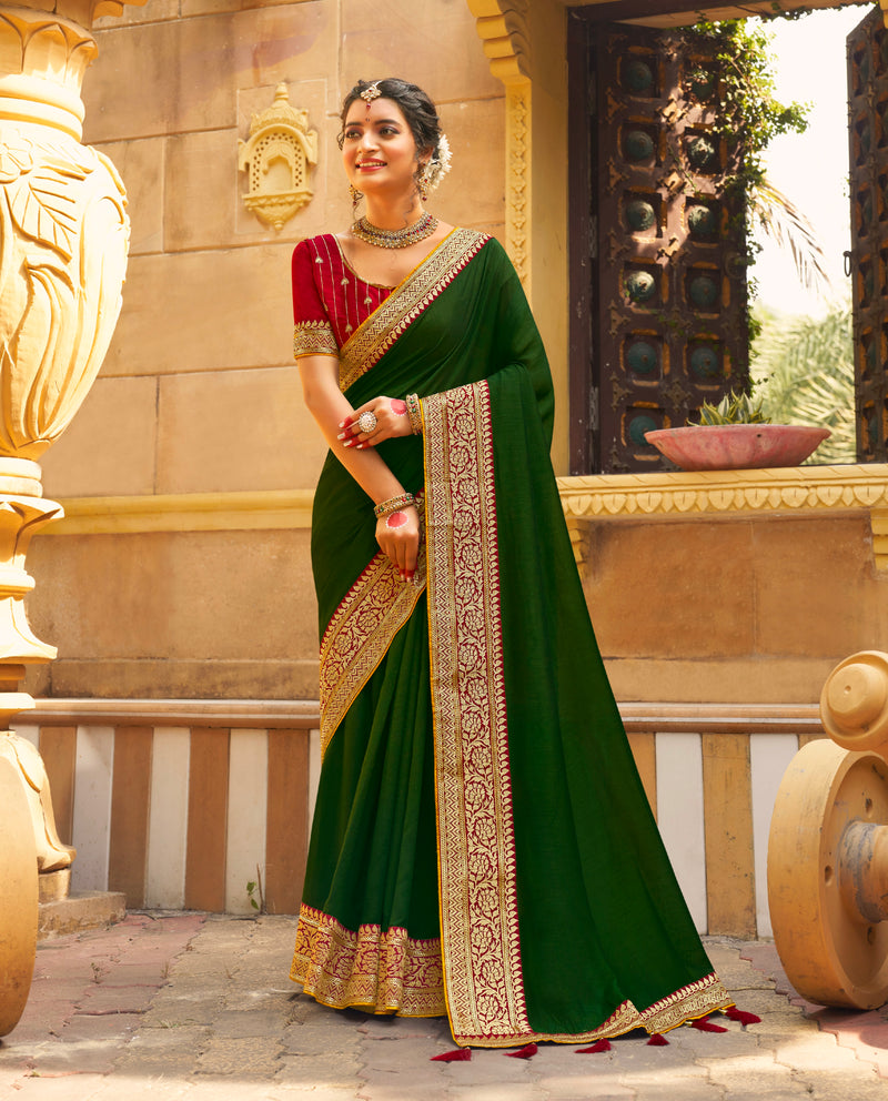 Beautiful Designer Festive Wear Vichitra Silk Saree