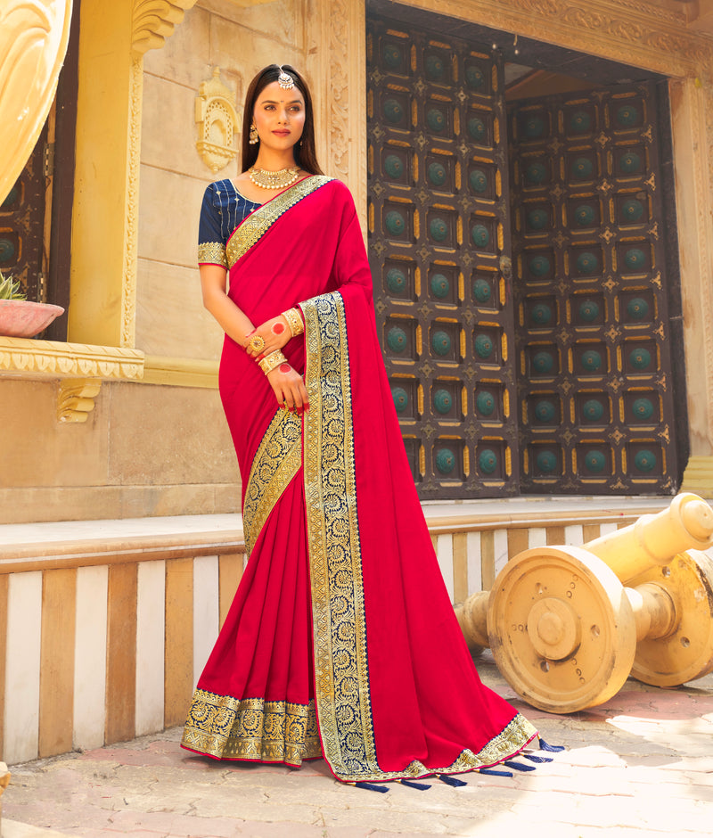 Beautiful Designer Festive Wear Vichitra Silk Saree
