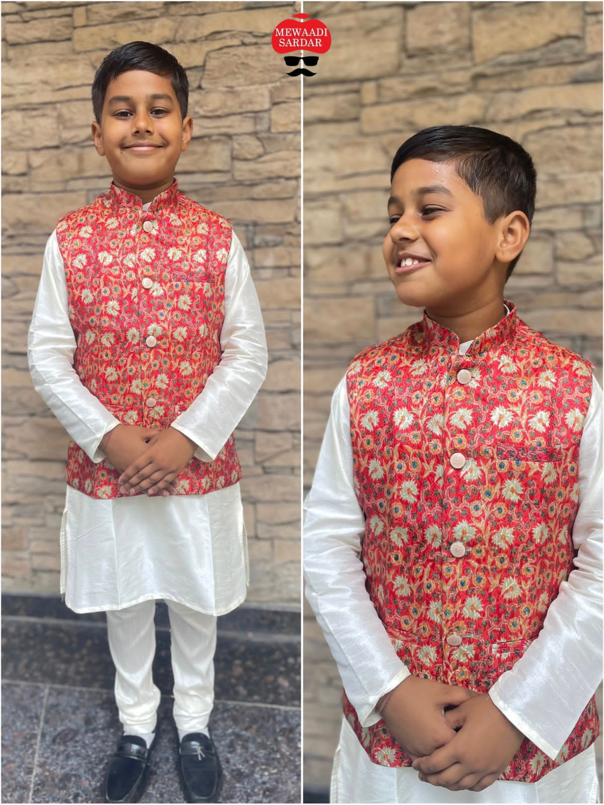 Festival Kid's Boys Ready to Wear Kurta Pyjama with Koti Jacket