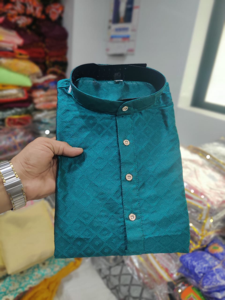 Festival Designer Men's Pure Jequard Silk Kurta Pajama