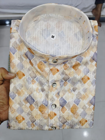 Festival Designer Men's Pure Slub Cotton with Sequence Wark Digital Print Kurta Pajama