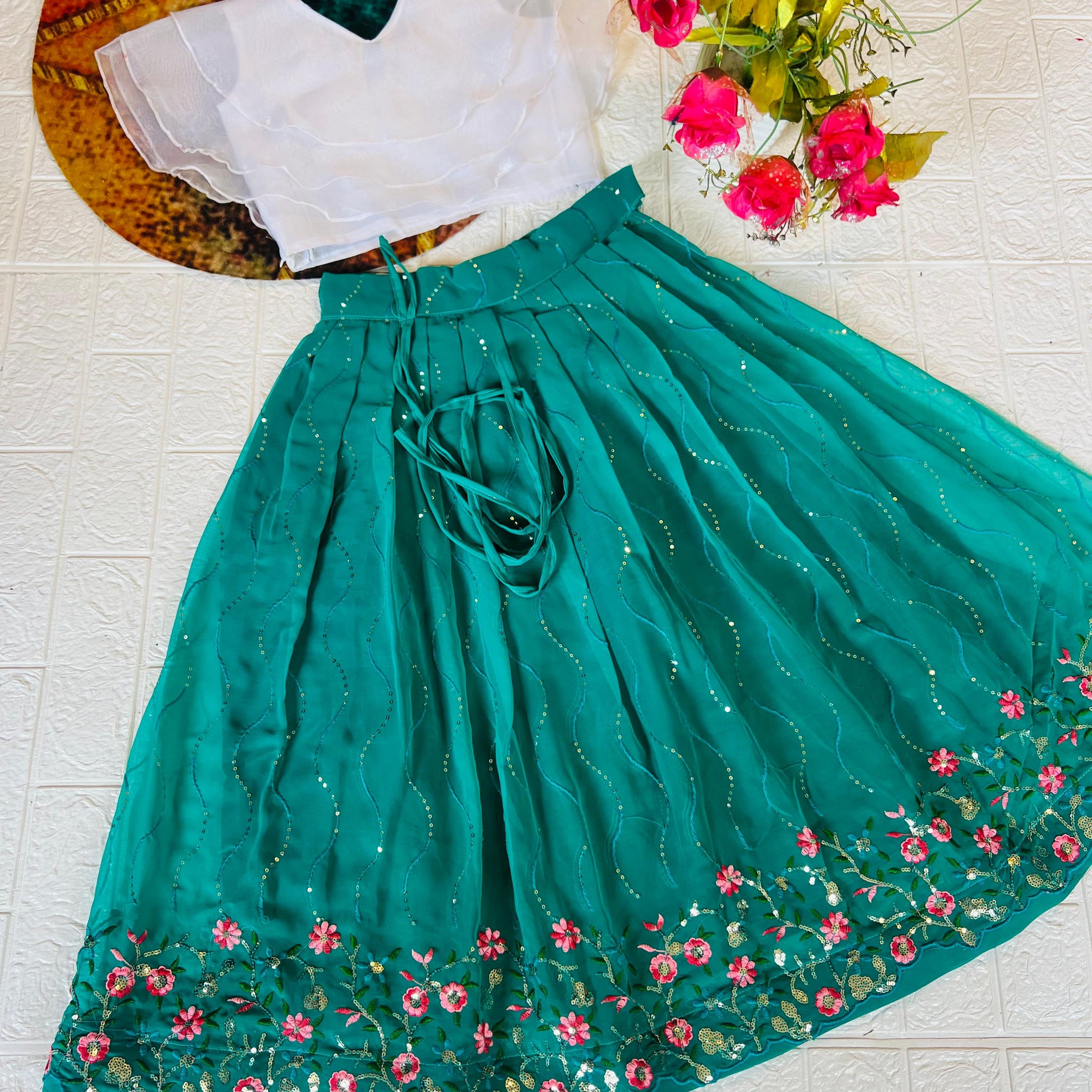 Beautiful Designer Georgette with Sequence Kid's Crop Top Dress