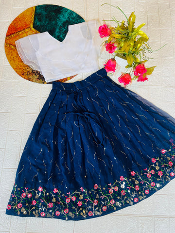 Beautiful Designer Georgette with Sequence Kid's Crop Top Dress