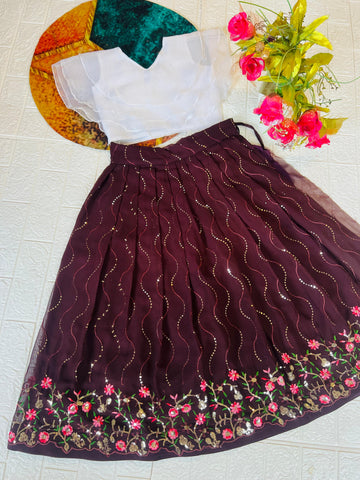 Beautiful Designer Georgette with Sequence Kid's Crop Top Dress