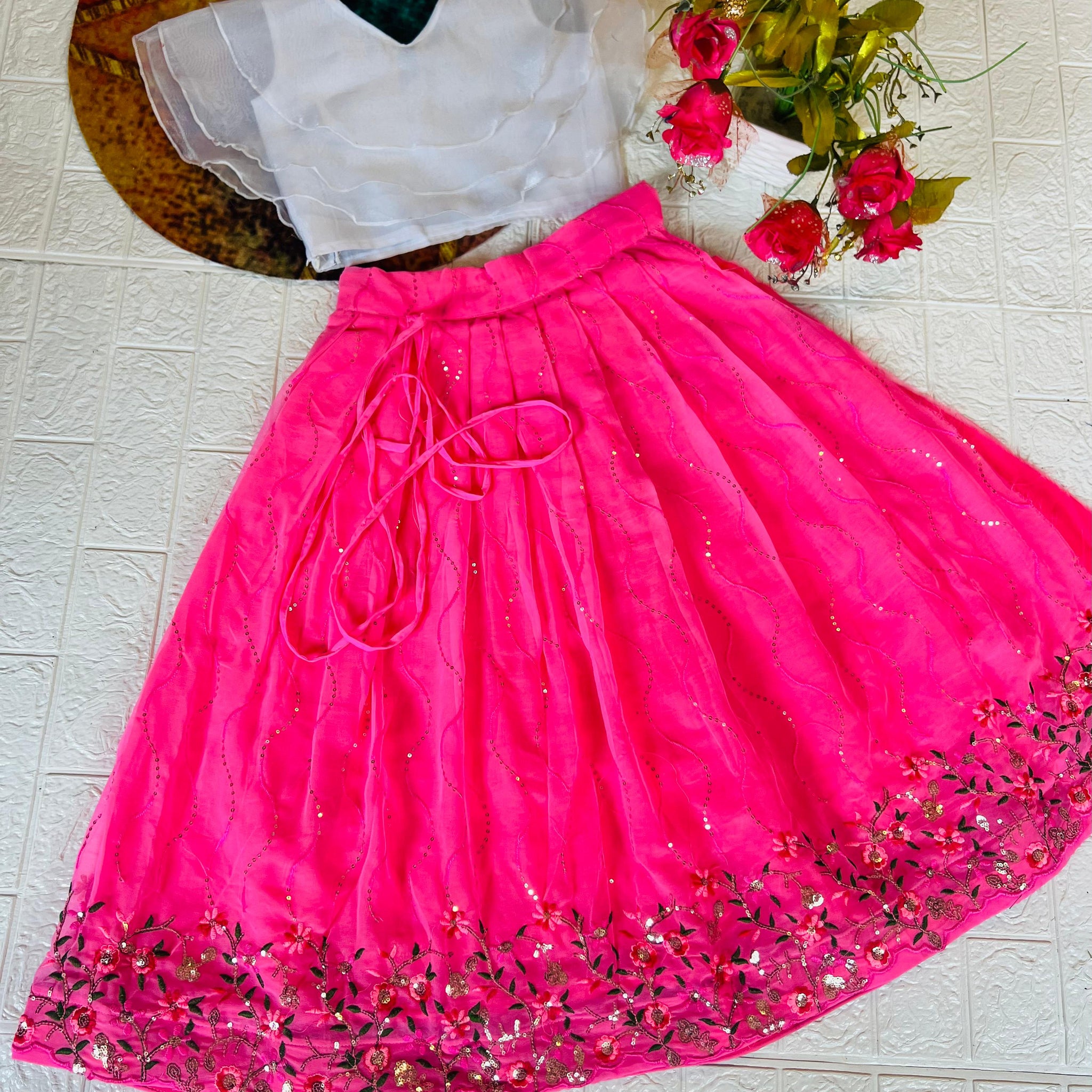 Beautiful Designer Georgette with Sequence Kid's Crop Top Dress