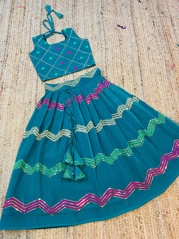 Beautiful Designer Soft Georgette Kid's Crop Top Dress