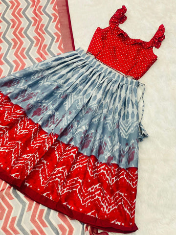 Beautiful Designer Soft Georgette Kid's Top with Lehenga Dress