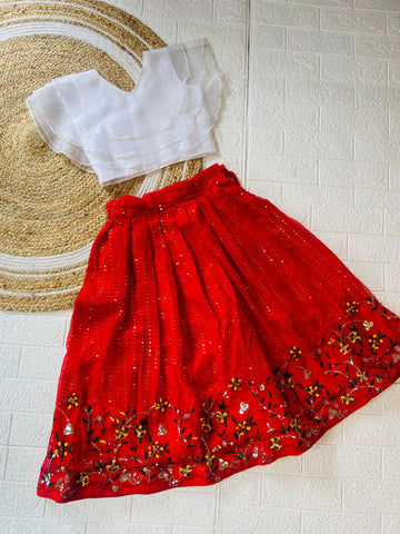 Beautiful Designer Soft Georgette Kid's Top with Lehenga Dress