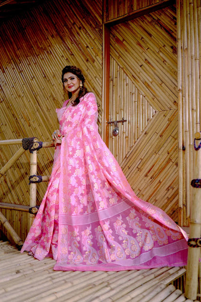 Beautiful Designer Soft Pure Jamdani Cotton Saree