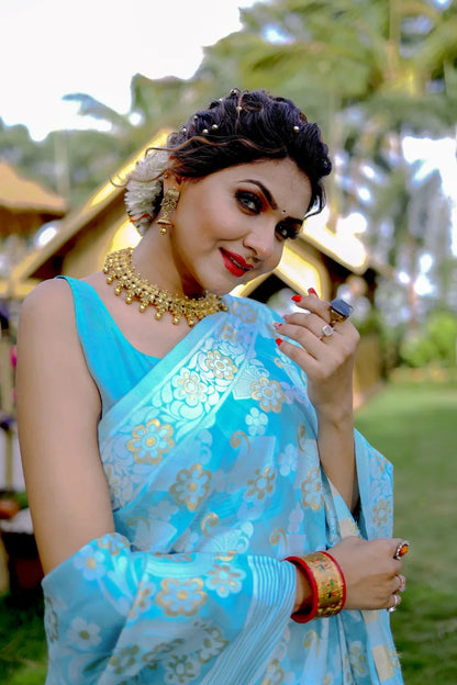 Beautiful Designer Soft Pure Jamdani Cotton Saree