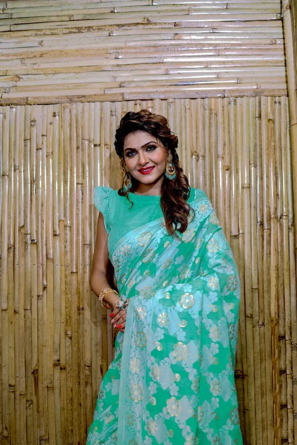 Beautiful Designer Soft Pure Jamdani Cotton Saree
