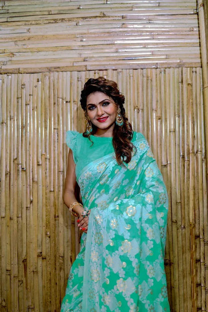 Beautiful Designer Soft Pure Jamdani Cotton Saree