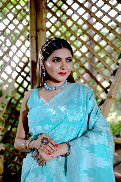 Beautiful Designer Soft Pure Jamdani Cotton Saree