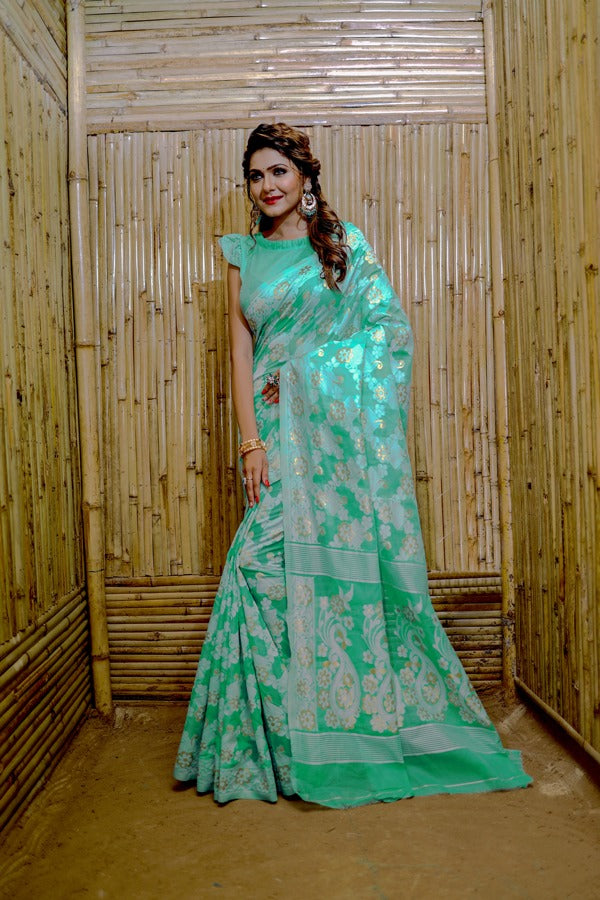 Beautiful Designer Soft Pure Jamdani Cotton Saree