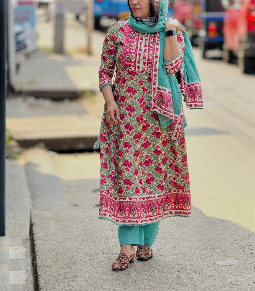 Beautiful Designer Summer Special Heavy Anarkali Cotton Salwar Suit
