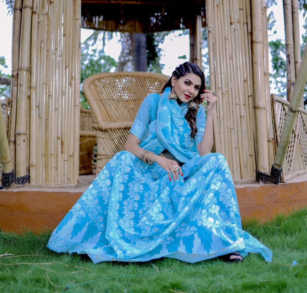 Beautiful Designer Soft Pure Jamdani Cotton Saree