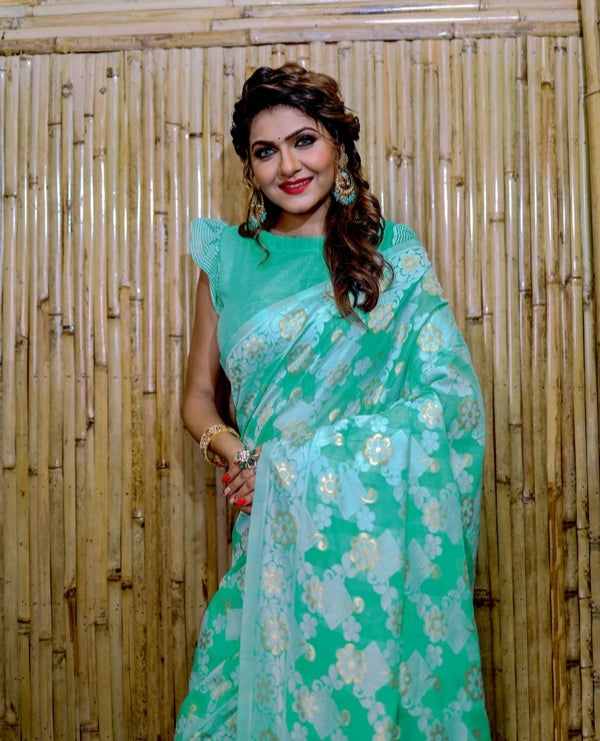 Beautiful Designer Soft Pure Jamdani Cotton Saree