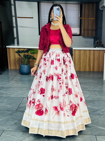 Beautiful Designer Party Wear Soft Silk Floral Print Anarkali Gown