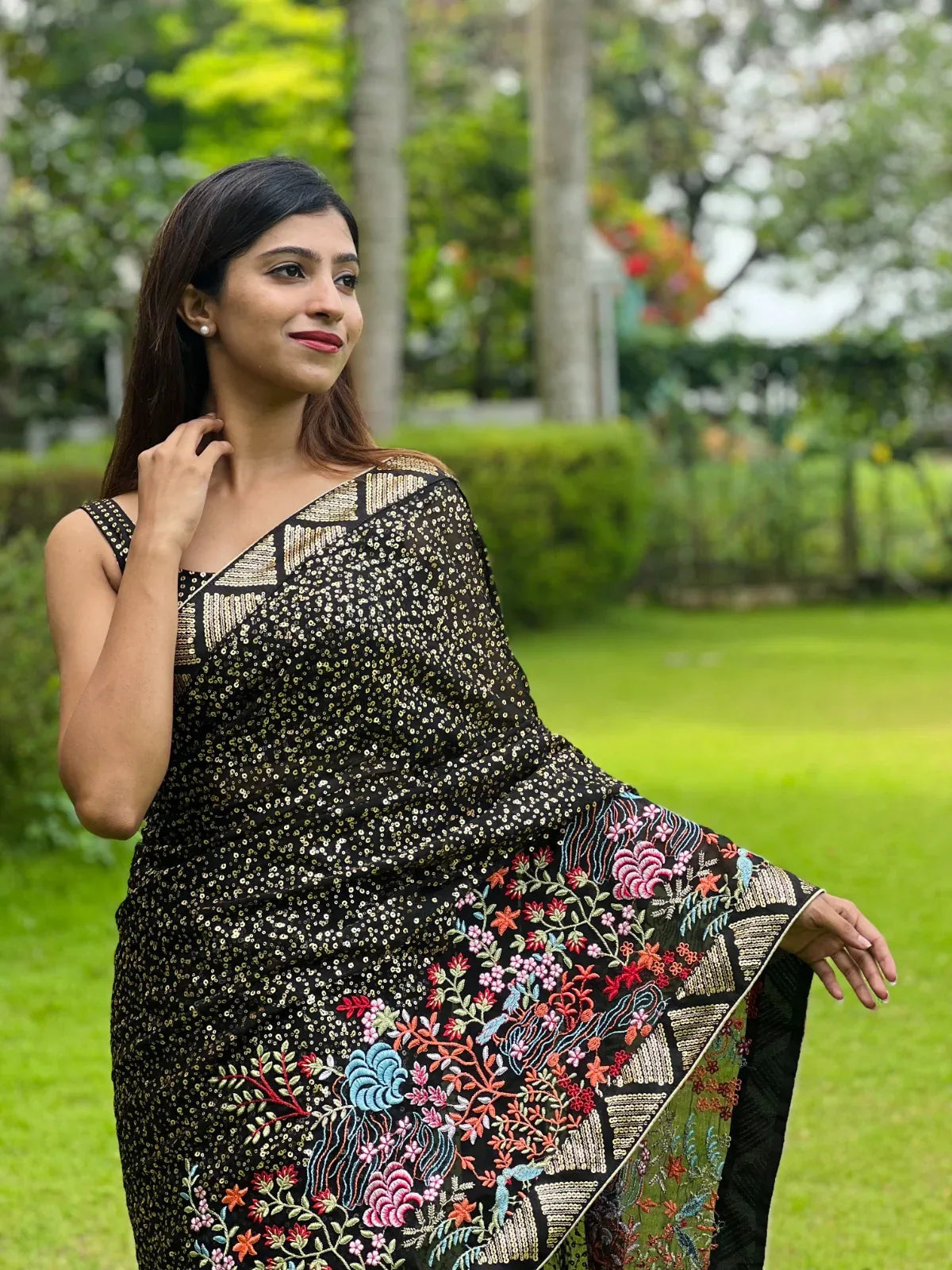 Beautiful Designer Soft Georgette with Sequence Saree