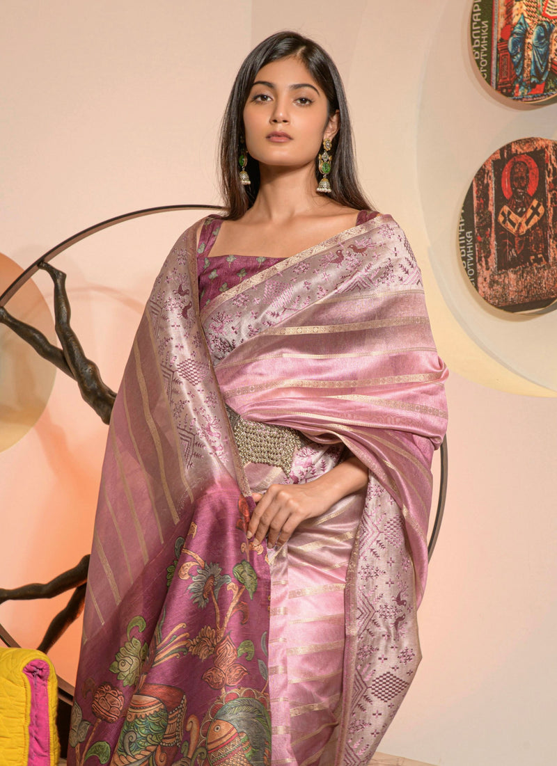 Beautiful Designer Occasion Wear Kora Silk With Digital Print Saree