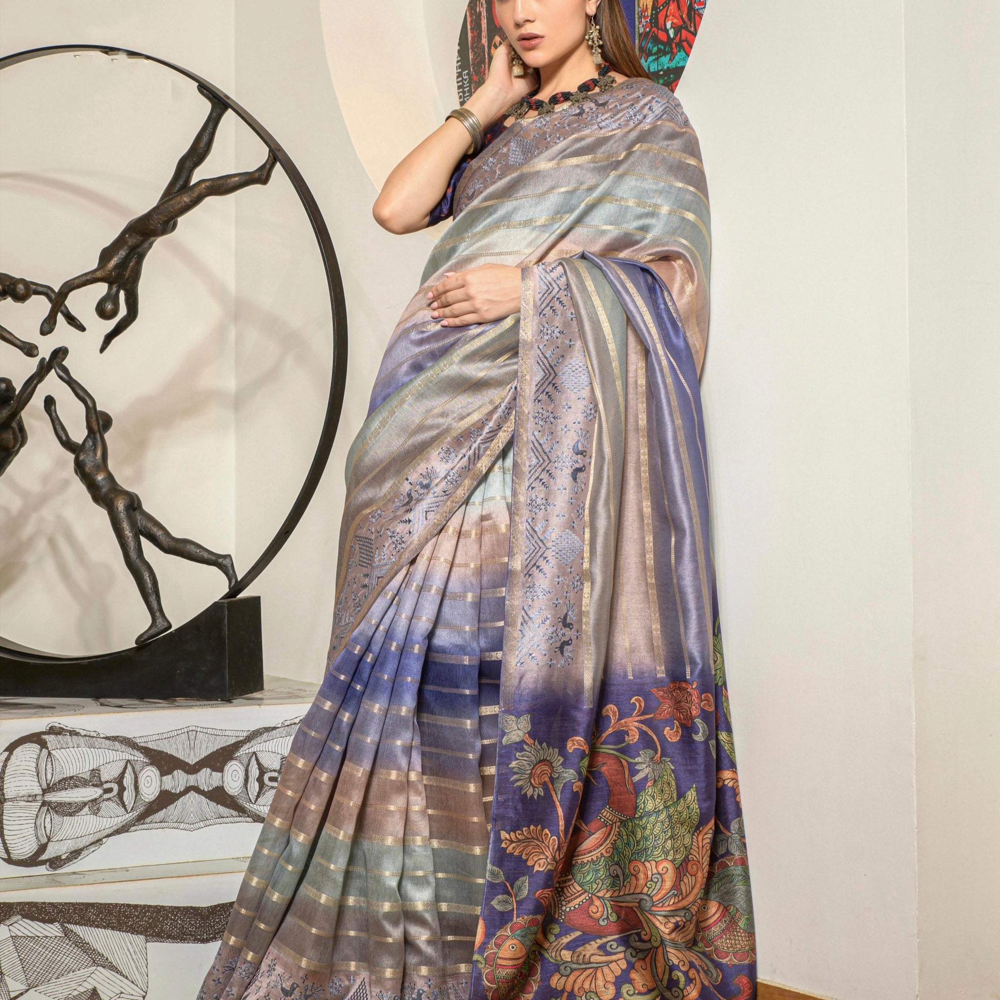 Beautiful Designer Occasion Wear Kora Silk With Digital Print Saree
