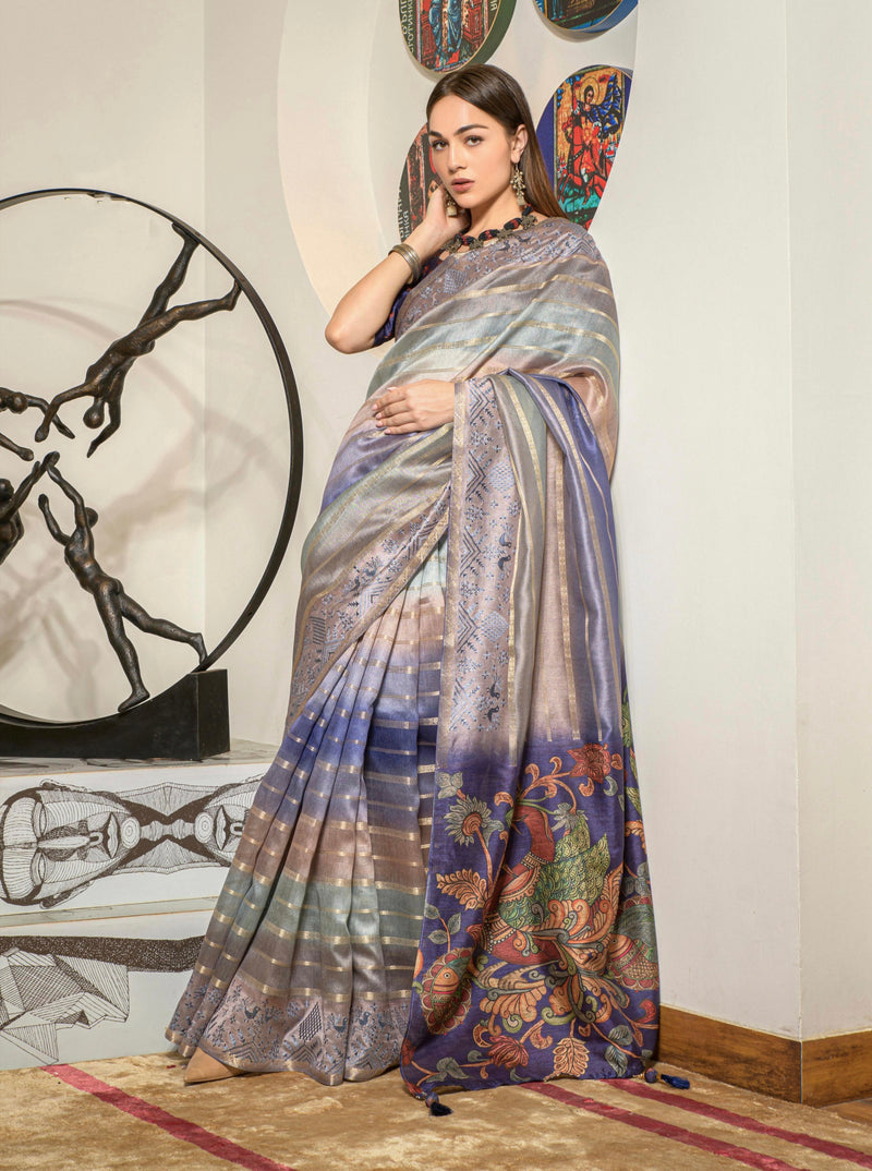 Beautiful Designer Occasion Wear Kora Silk With Digital Print Saree