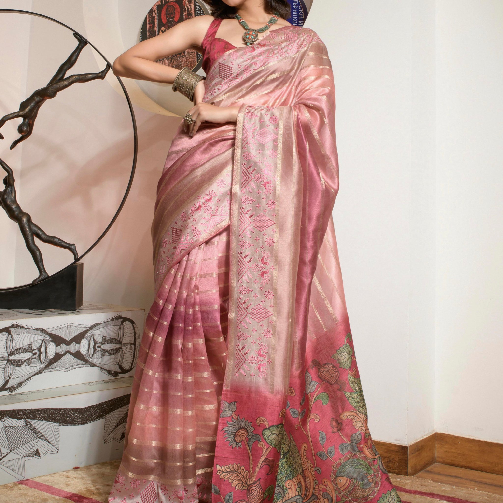 Beautiful Designer Occasion Wear Kora Silk With Digital Print Saree