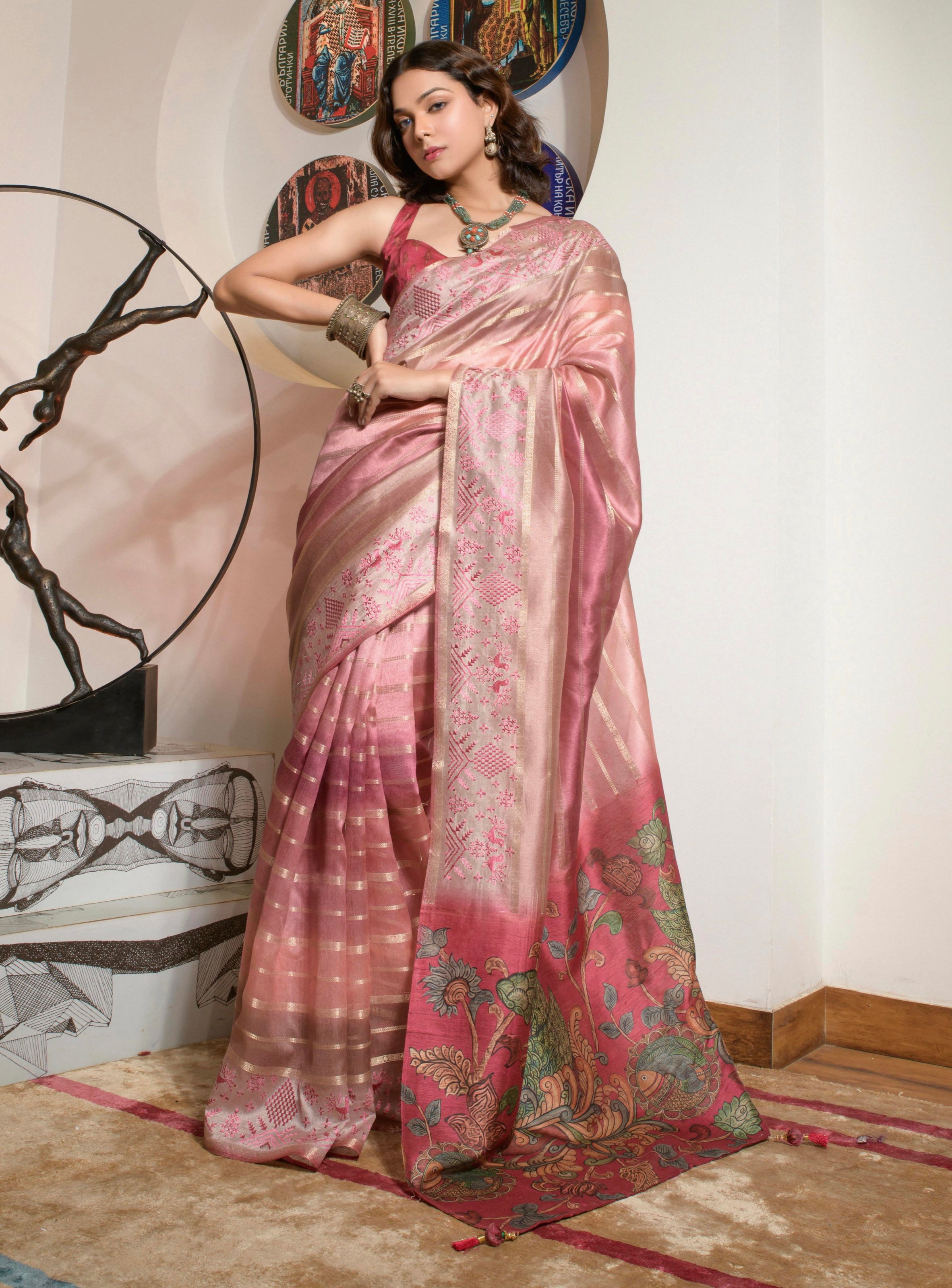 Beautiful Designer Occasion Wear Kora Silk With Digital Print Saree